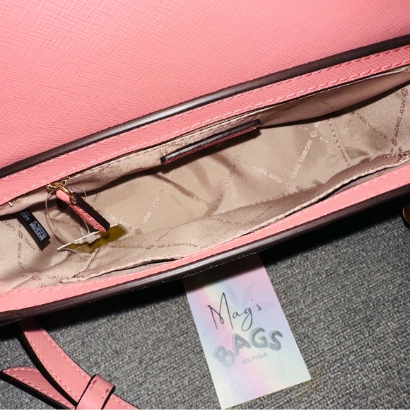 Michael Kors: MK Logo Signature Monogram Flap Primrose Crossbody Bag - Picture 8 of 13